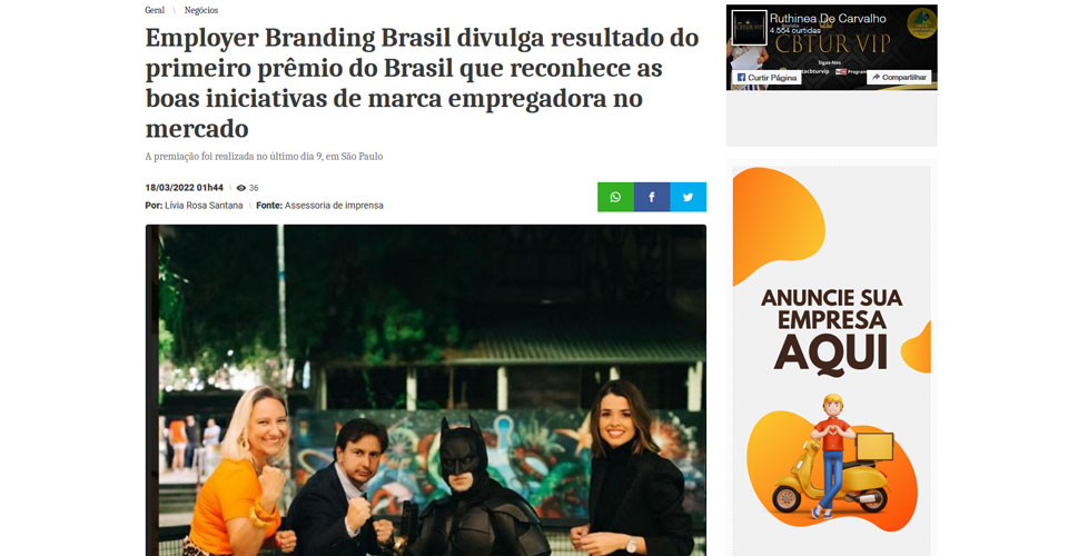 Employer Branding Brasil divulga resultado do primeiro prêmio do Brasil que reconhece as boas iniciativas de marca empregadora no mercado
